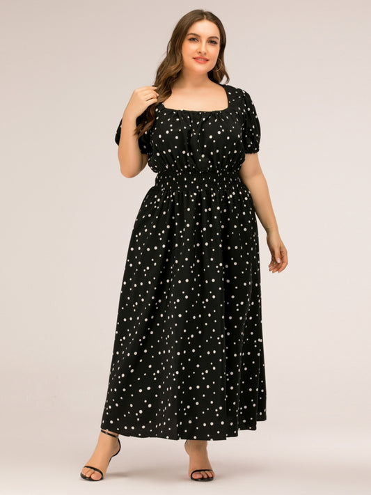 Polka Dot Square Neck Dress