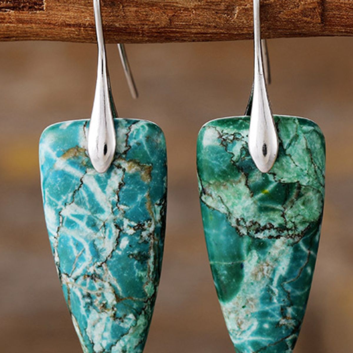 Natural Stone Geometric Shape Earrings - Sage Her