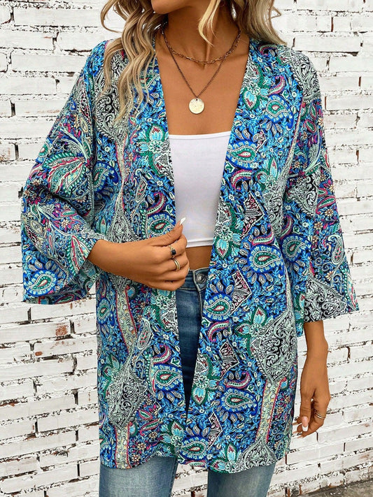 Psychedelic Printed Kimono - Sage Her