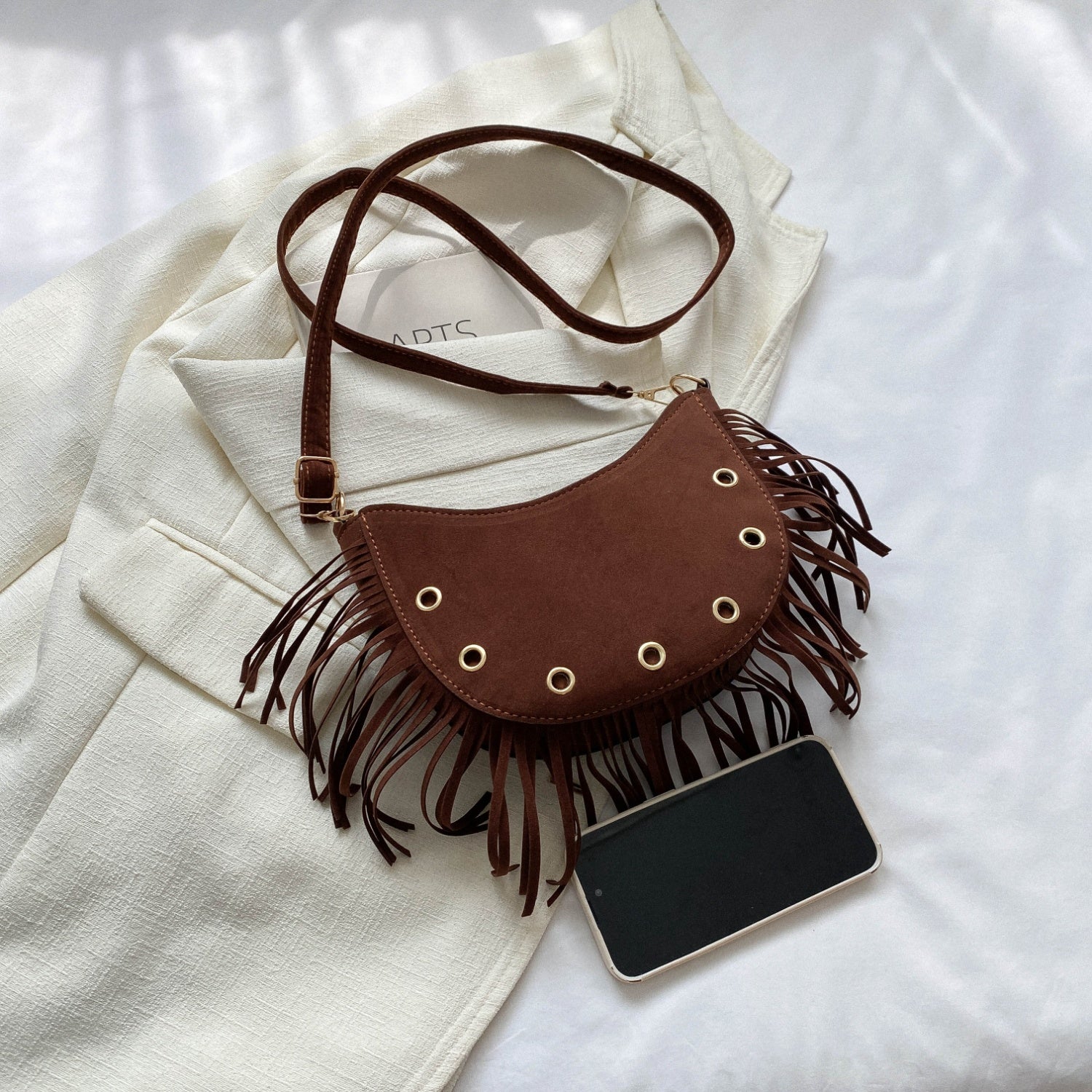 Fringe Detail Crossbody Bag - Sage Her