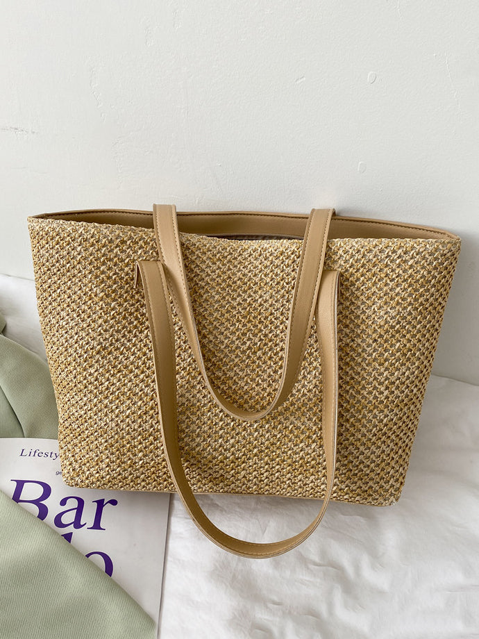 Solid Color Woven Tote Bag - Sage Her