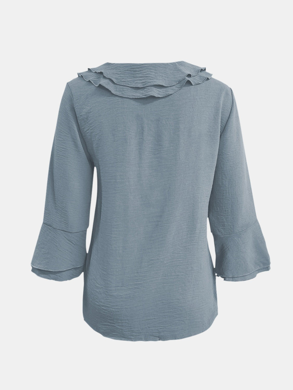 Ruffled V-Neck Flounce Sleeve Blouse - Sage Her