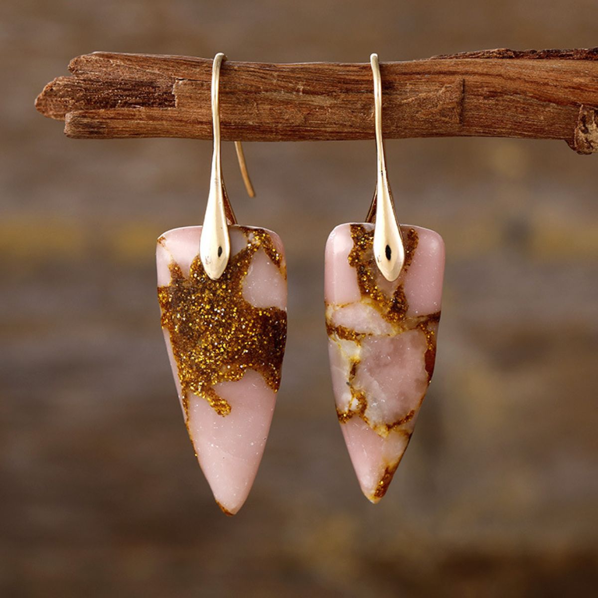 Natural Stone Geometric Shape Earrings - Sage Her