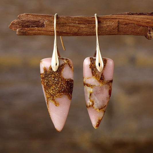 Natural Stone Geometric Shape Earrings - Sage Her