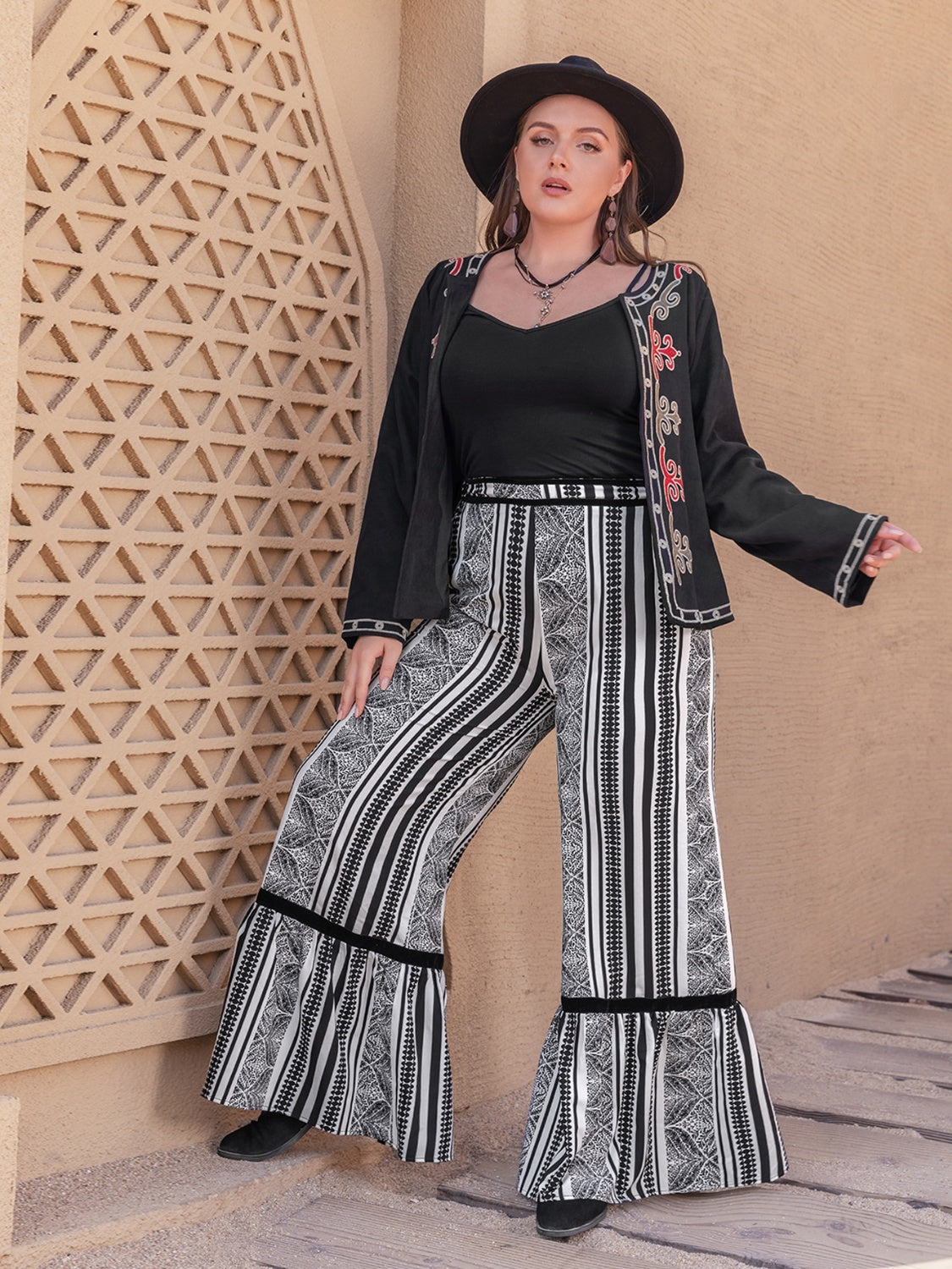 Printed Wide Leg Pants - Sage Her