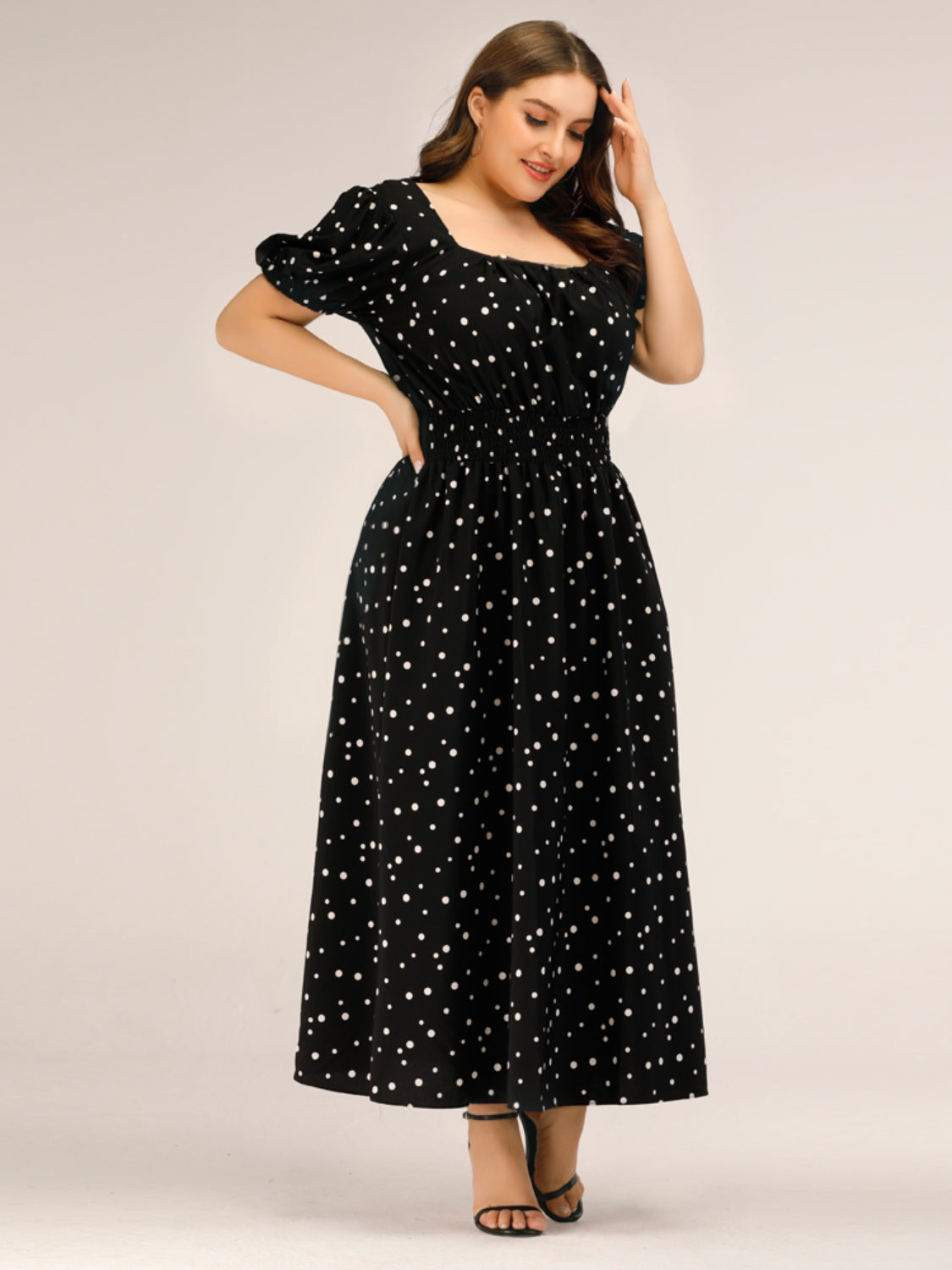 Polka Dot Square Neck Dress