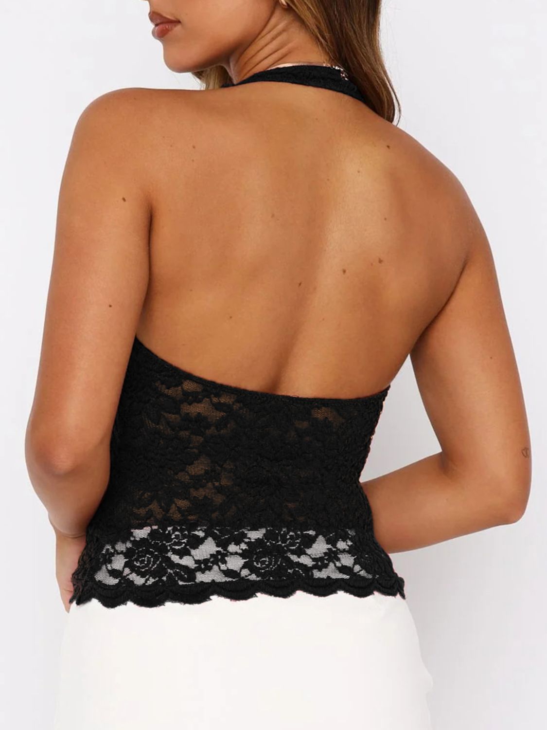 Lace Backless Halter Neck Cami - Sage Her