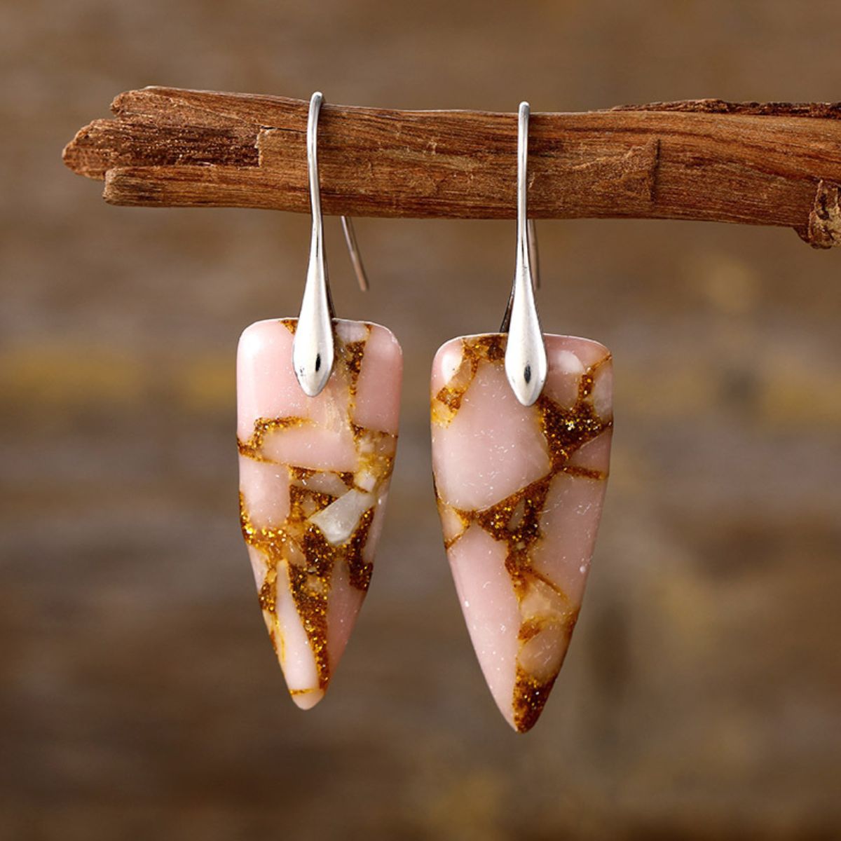 Natural Stone Geometric Shape Earrings - Sage Her