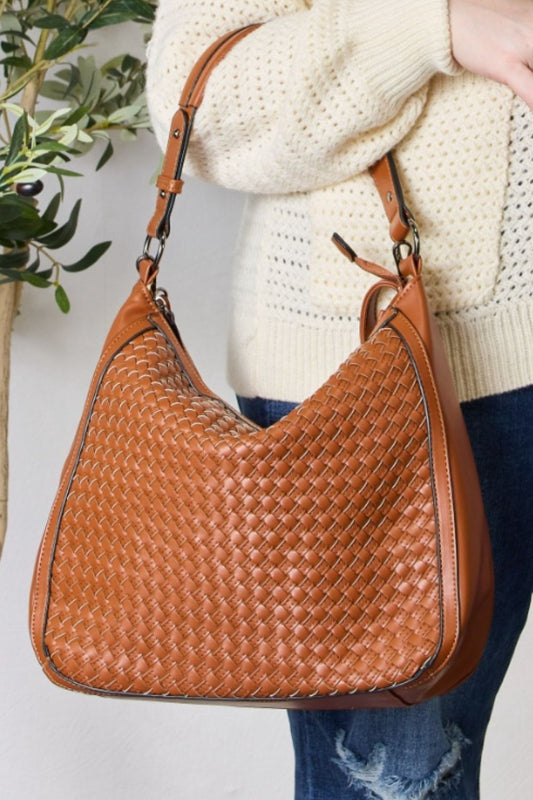 Weaved Vegan Leather Handbag - Sage Her