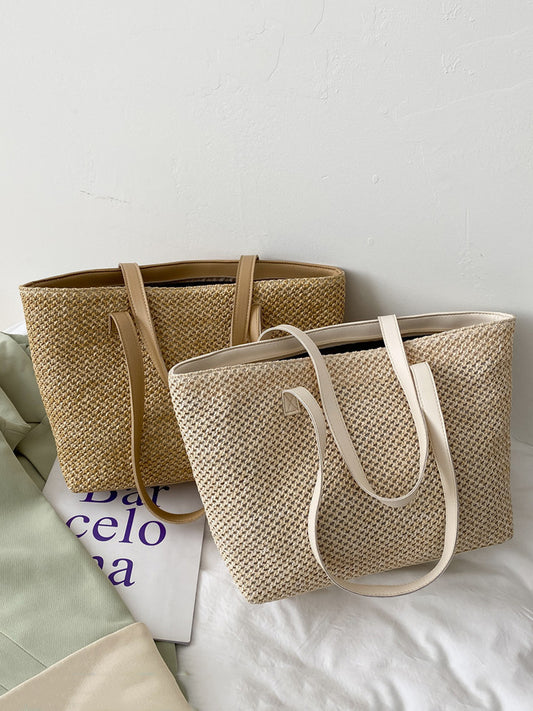 Solid Color Woven Tote Bag - Sage Her