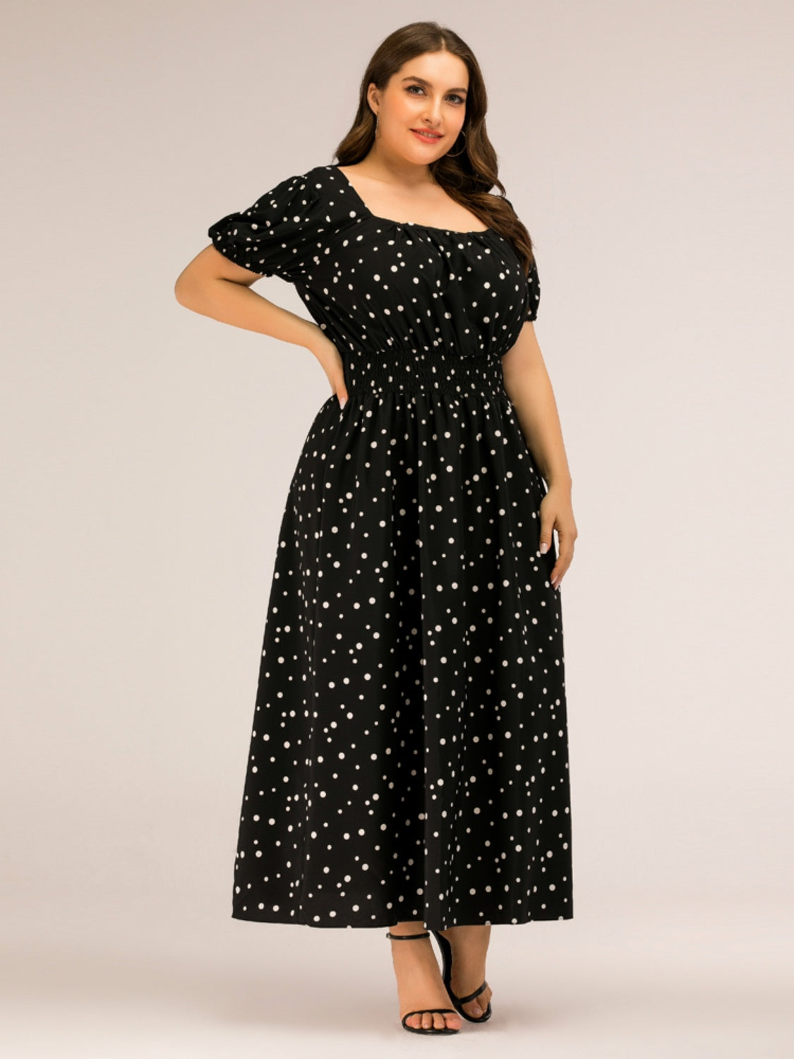 Polka Dot Square Neck Dress