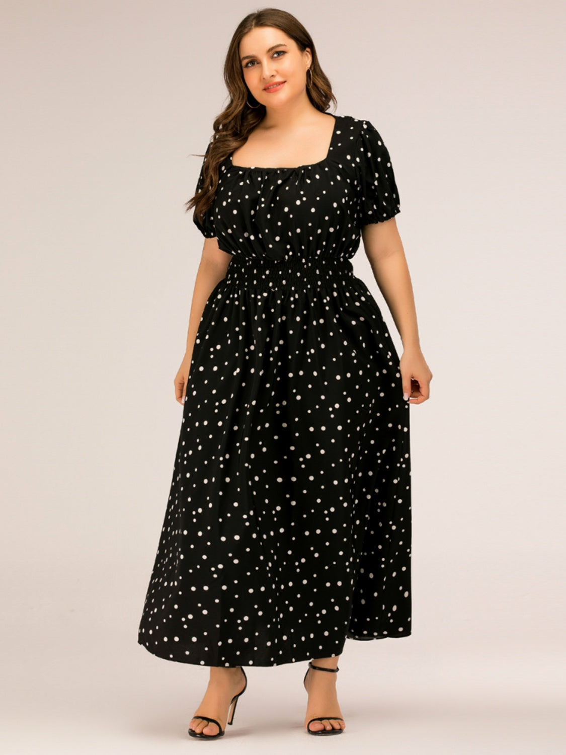 Polka Dot Square Neck Dress