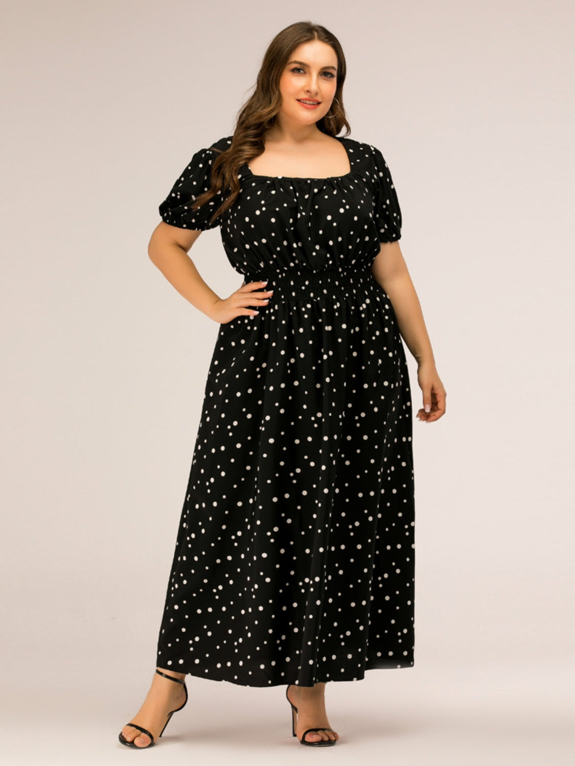 Polka Dot Square Neck Dress