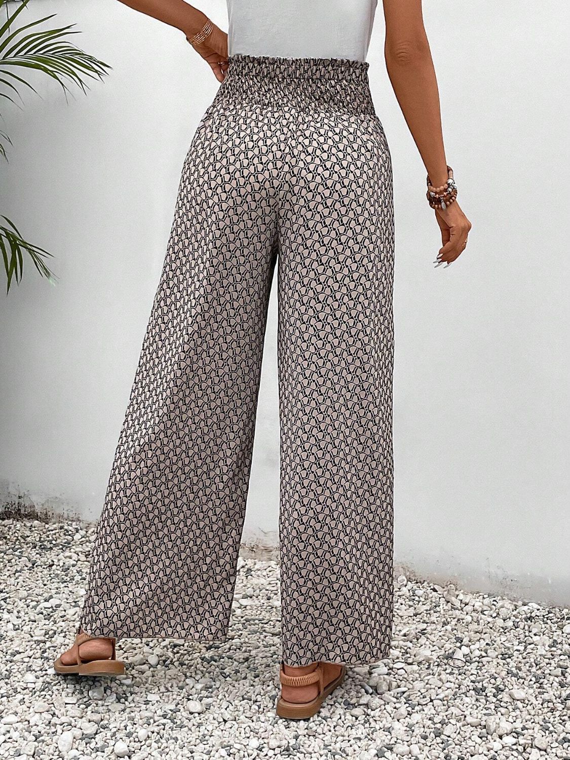 Tied Printed Wide Leg Pants - Sage Her