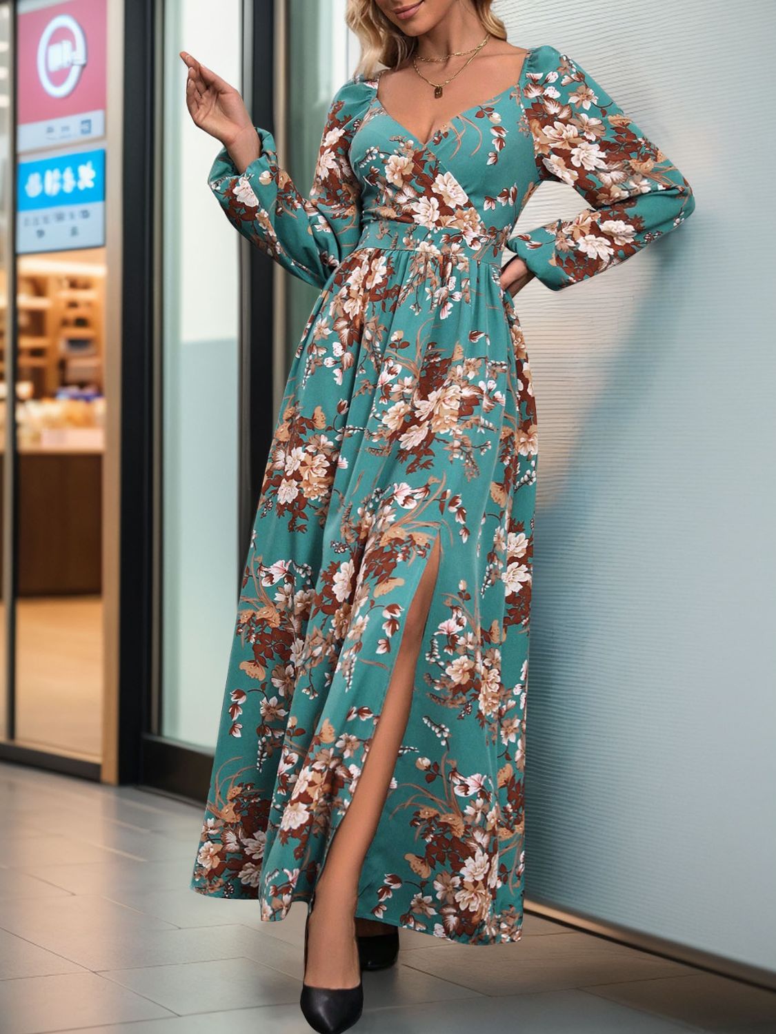 Long Sleeve Maxi Dress - Sage Her