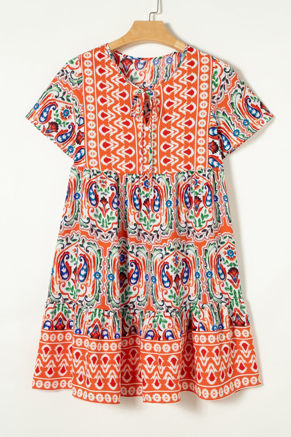 Printed Short Sleeve Dress - Sage Her