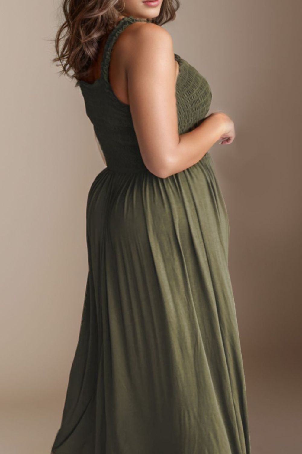 Smocked Square Neck Maxi Dress - Sage Her