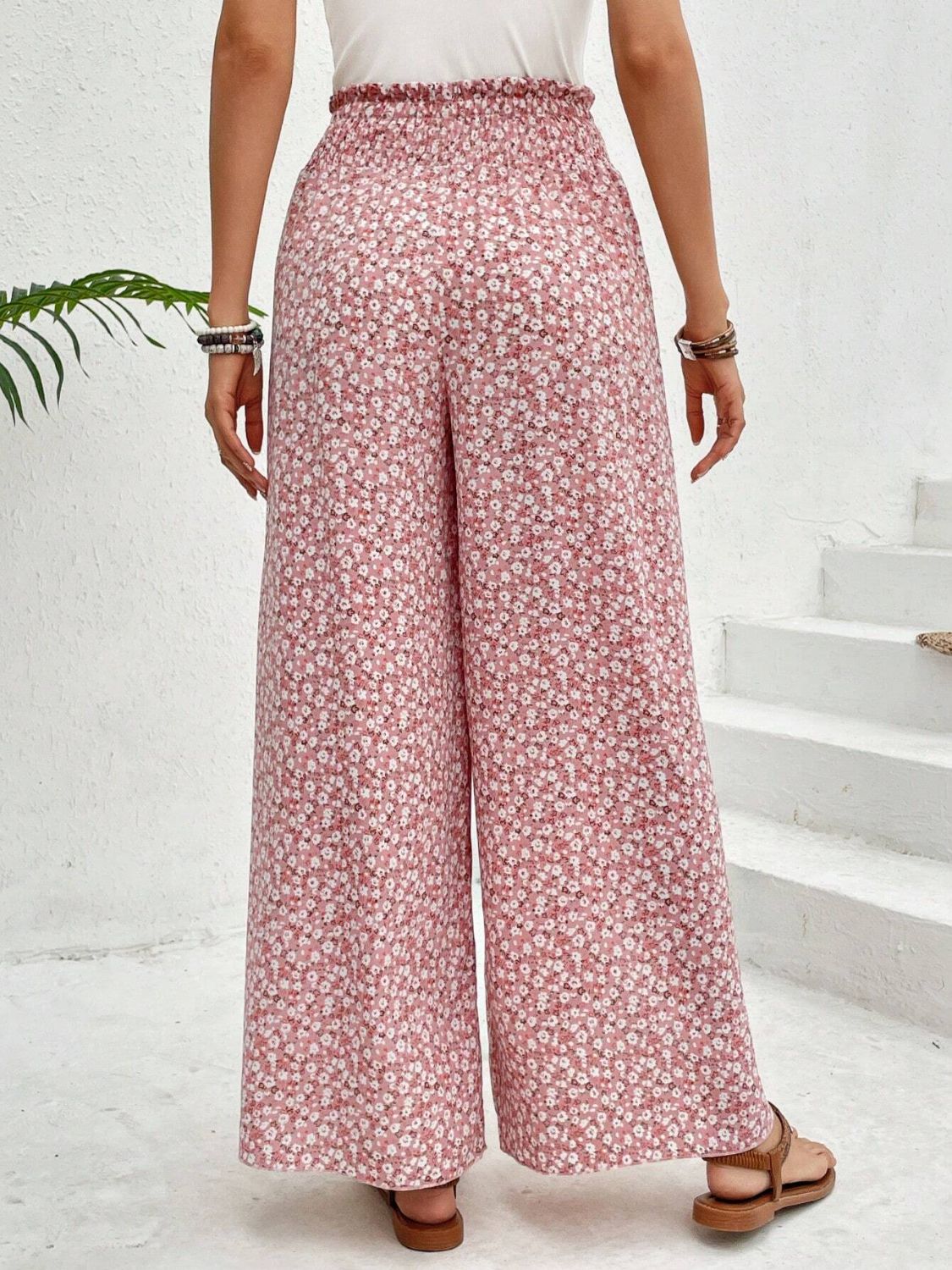 Tied Printed Wide Leg Pants - Sage Her