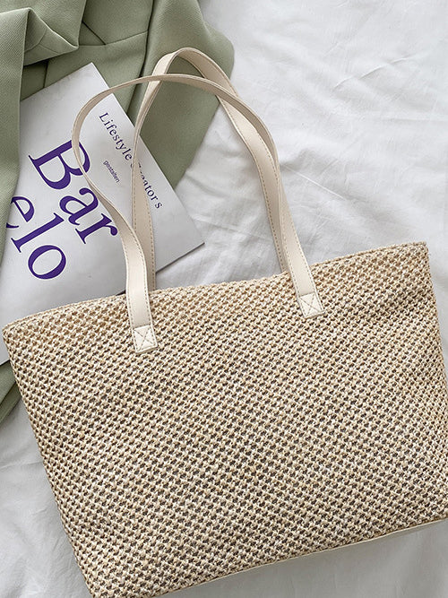 Solid Color Woven Tote Bag - Sage Her