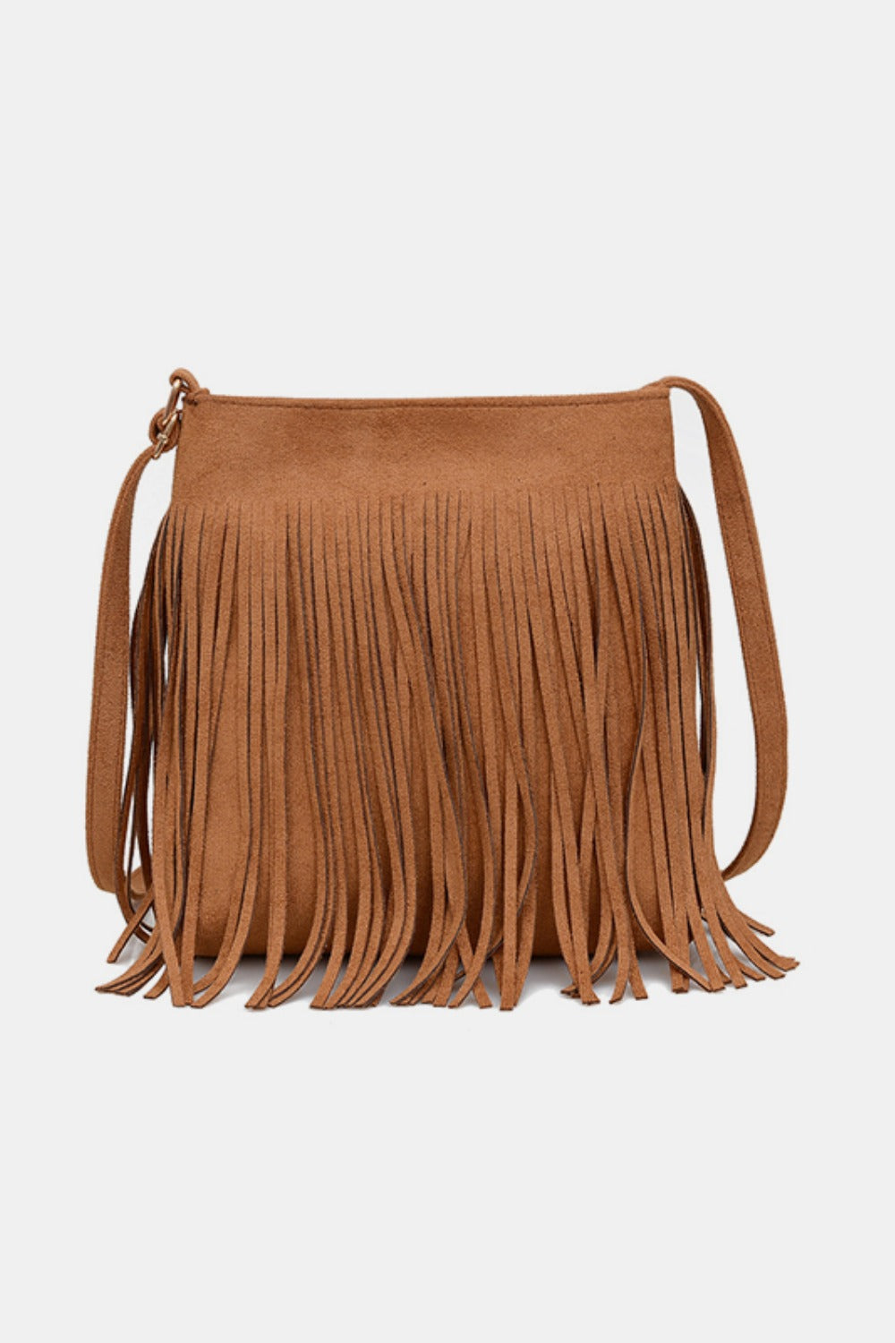 Suede Fringe Shoulder Bag - Sage Her