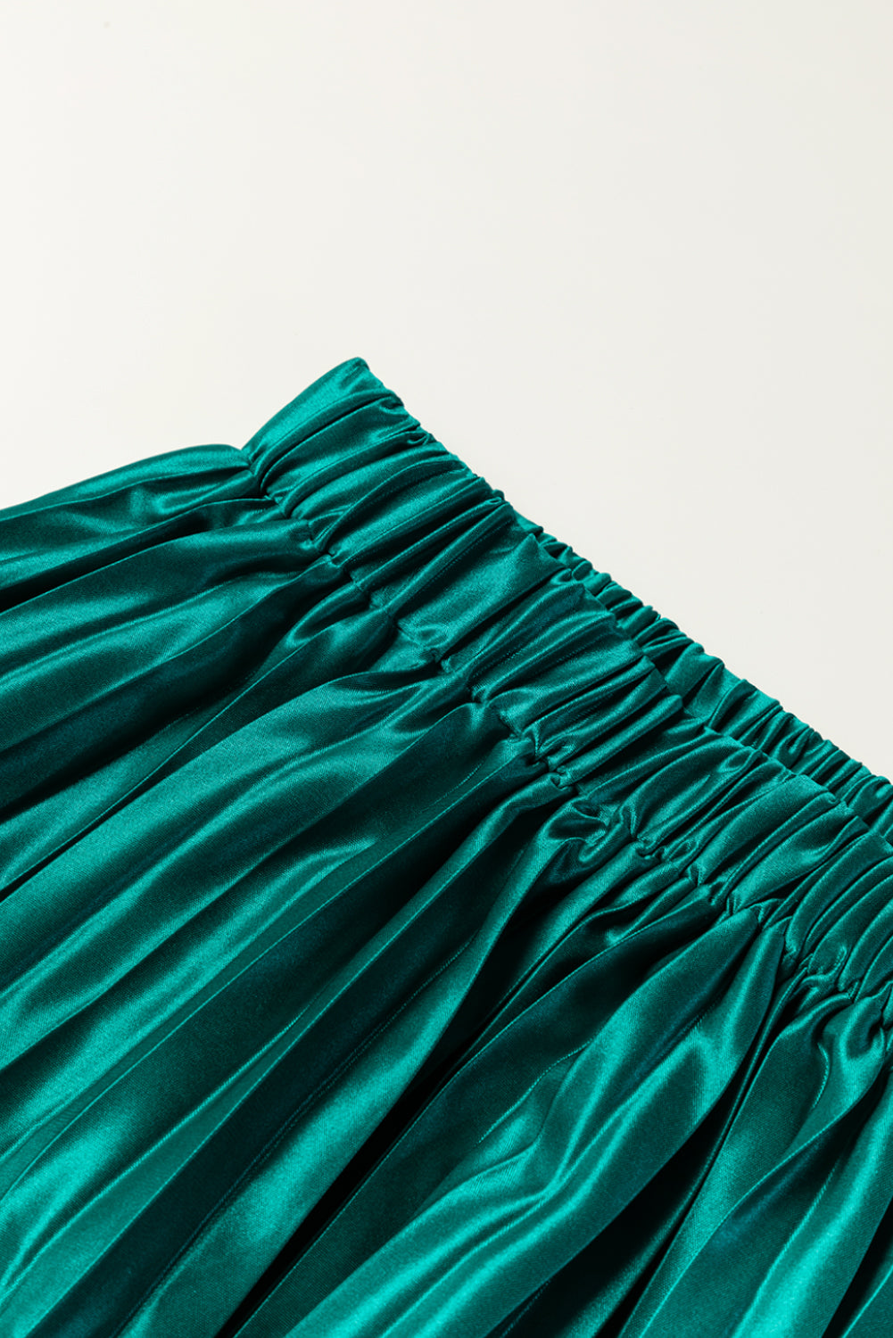 Elastic Waist Pleated Midi Skirt - Sage Her