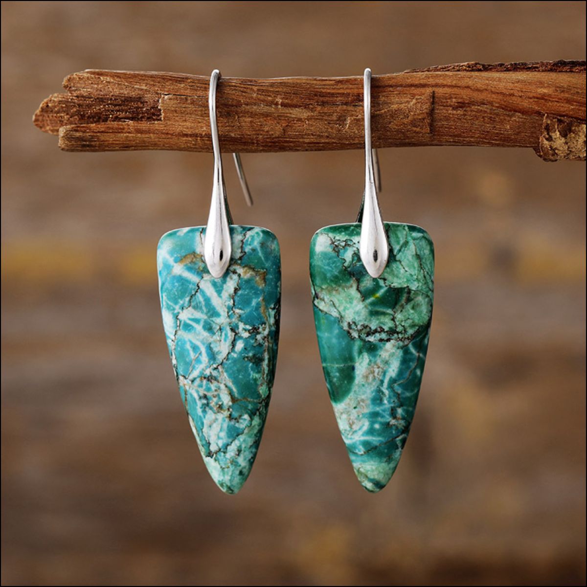 Natural Stone Geometric Shape Earrings - Sage Her