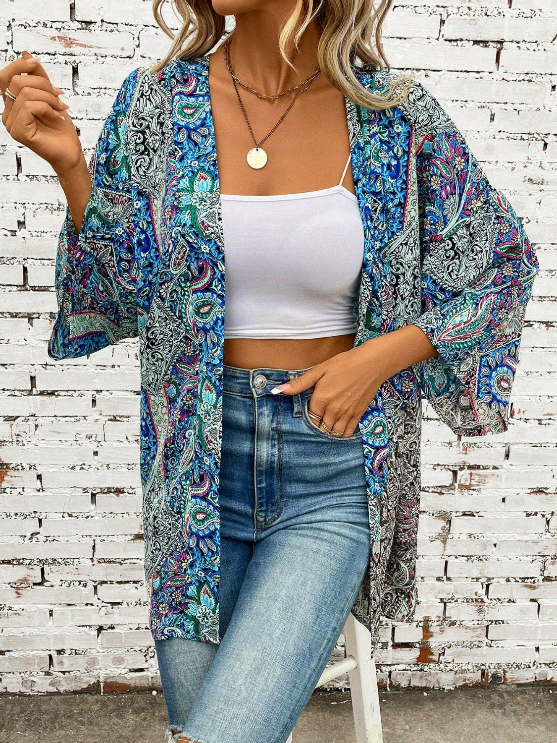 Psychedelic Printed Kimono - Sage Her