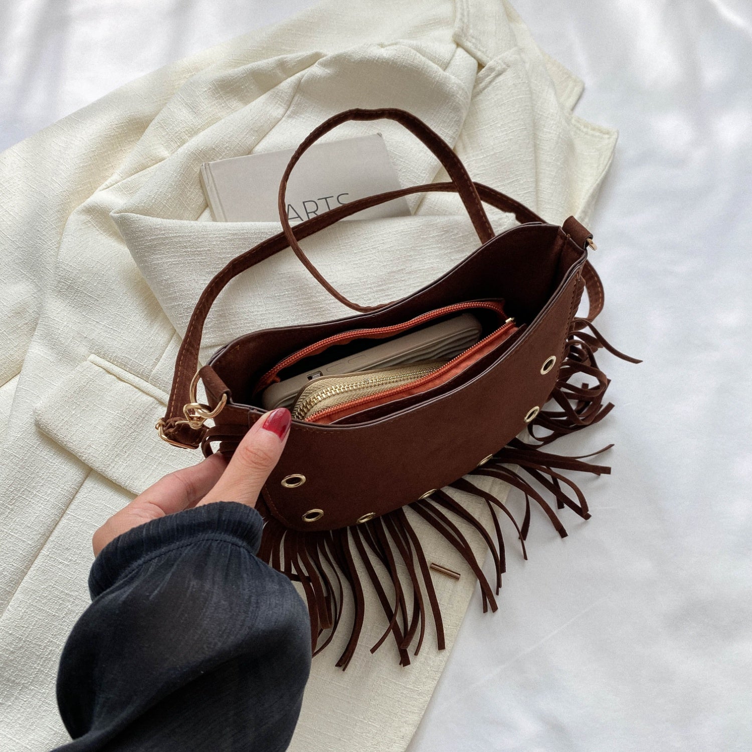 Fringe Detail Crossbody Bag - Sage Her