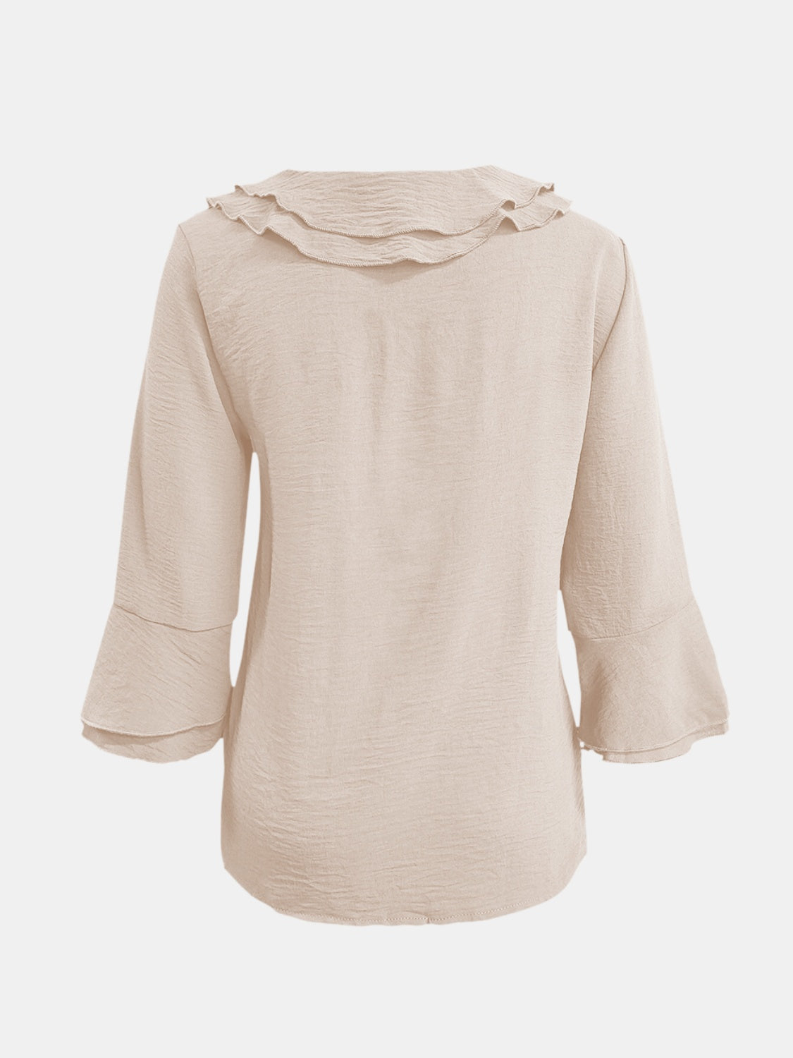 Ruffled V-Neck Flounce Sleeve Blouse - Sage Her