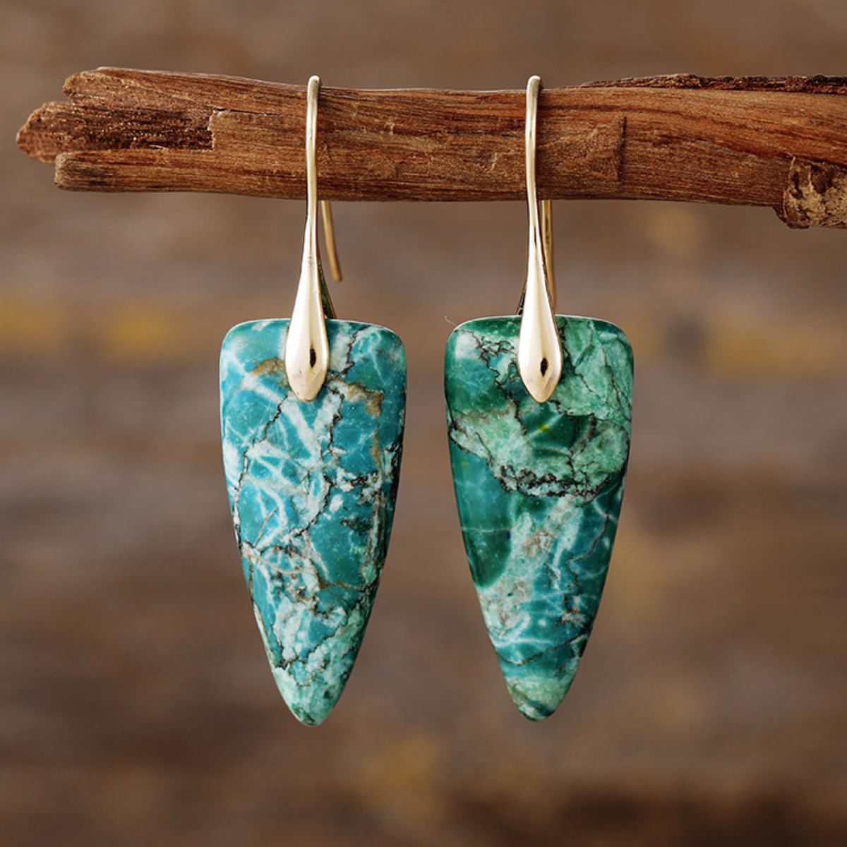 Natural Stone Geometric Shape Earrings - Sage Her