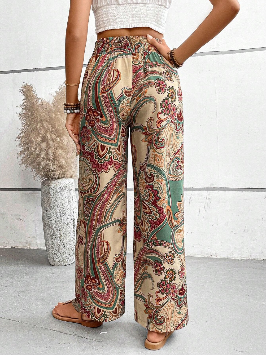 Printed Wide Leg Pants - Sage Her